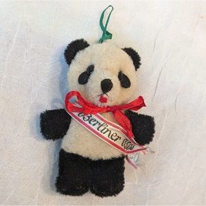 Berliner Bar Panda Bear Vtg Germany Teddy Mini Plush Ornament Toy Sash Souvenir